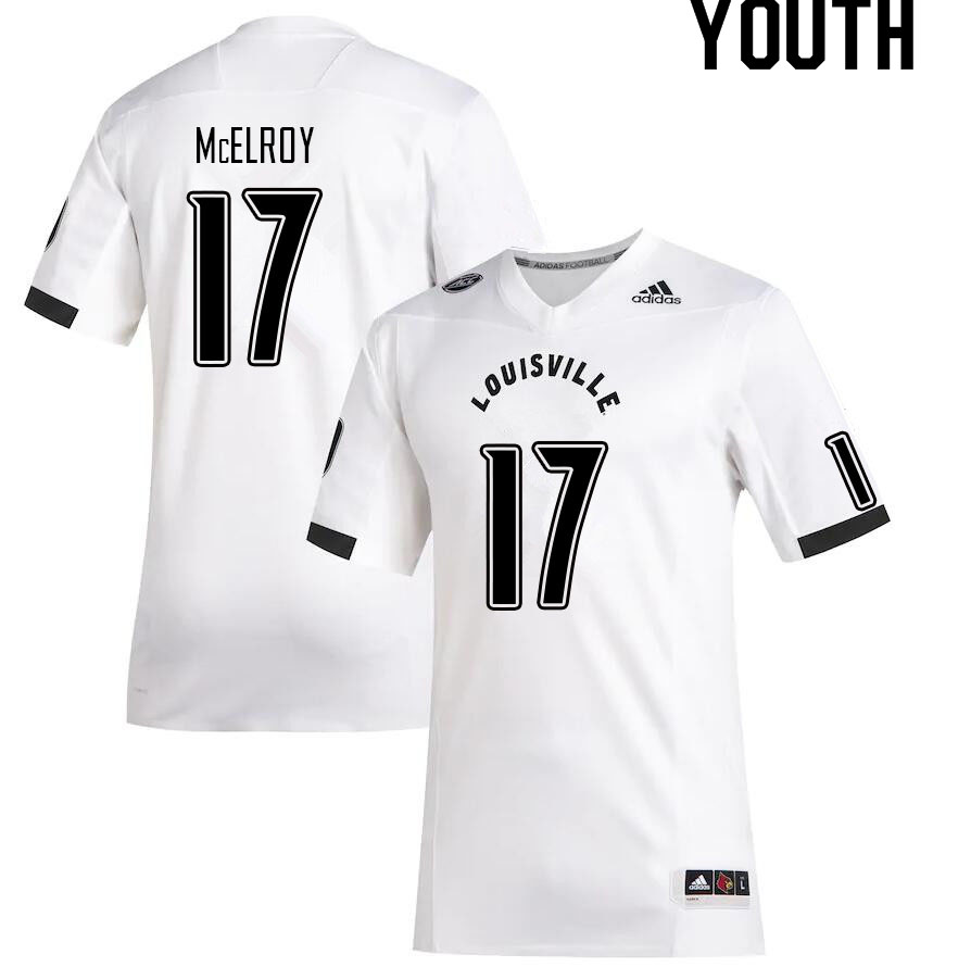 Youth #17 Nathan McElroy Louisville Cardinals College Football Jerseys Sale-White - Click Image to Close